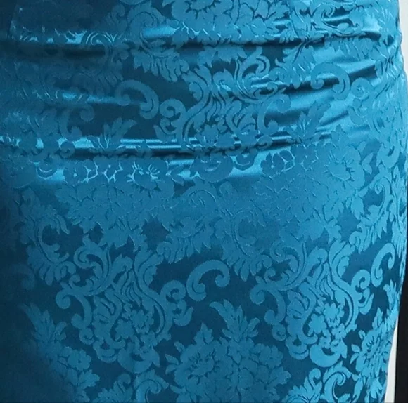 Scott McClintock Vintage 1980s Blue High Rise Floral Satin Mini Skirt - Picture 4 of 11